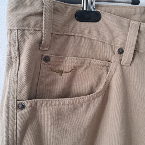 RM Williams Mens light Tan Cotton core straight leg high rise Trousers Size 38R - Picture 7 of 16